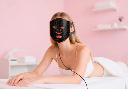 LED Red Light Therapy Face Mask with Vibration Massage 4 Light Modes Infrared Beauty Treatment for Skin Care Anti-Aging