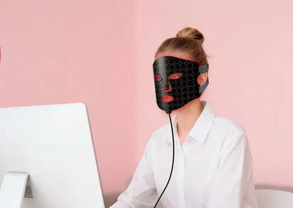 LED Red Light Therapy Face Mask with Vibration Massage 4 Light Modes Infrared Beauty Treatment for Skin Care Anti-Aging