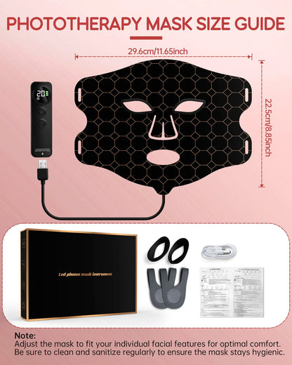 LED Red Light Therapy Face Mask with Vibration Massage 4 Light Modes Infrared Beauty Treatment for Skin Care Anti-Aging