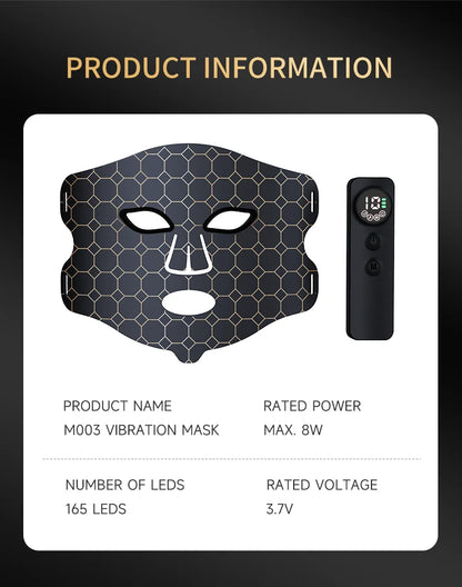 LED Red Light Therapy Face Mask with Vibration Massage 4 Light Modes Infrared Beauty Treatment for Skin Care Anti-Aging