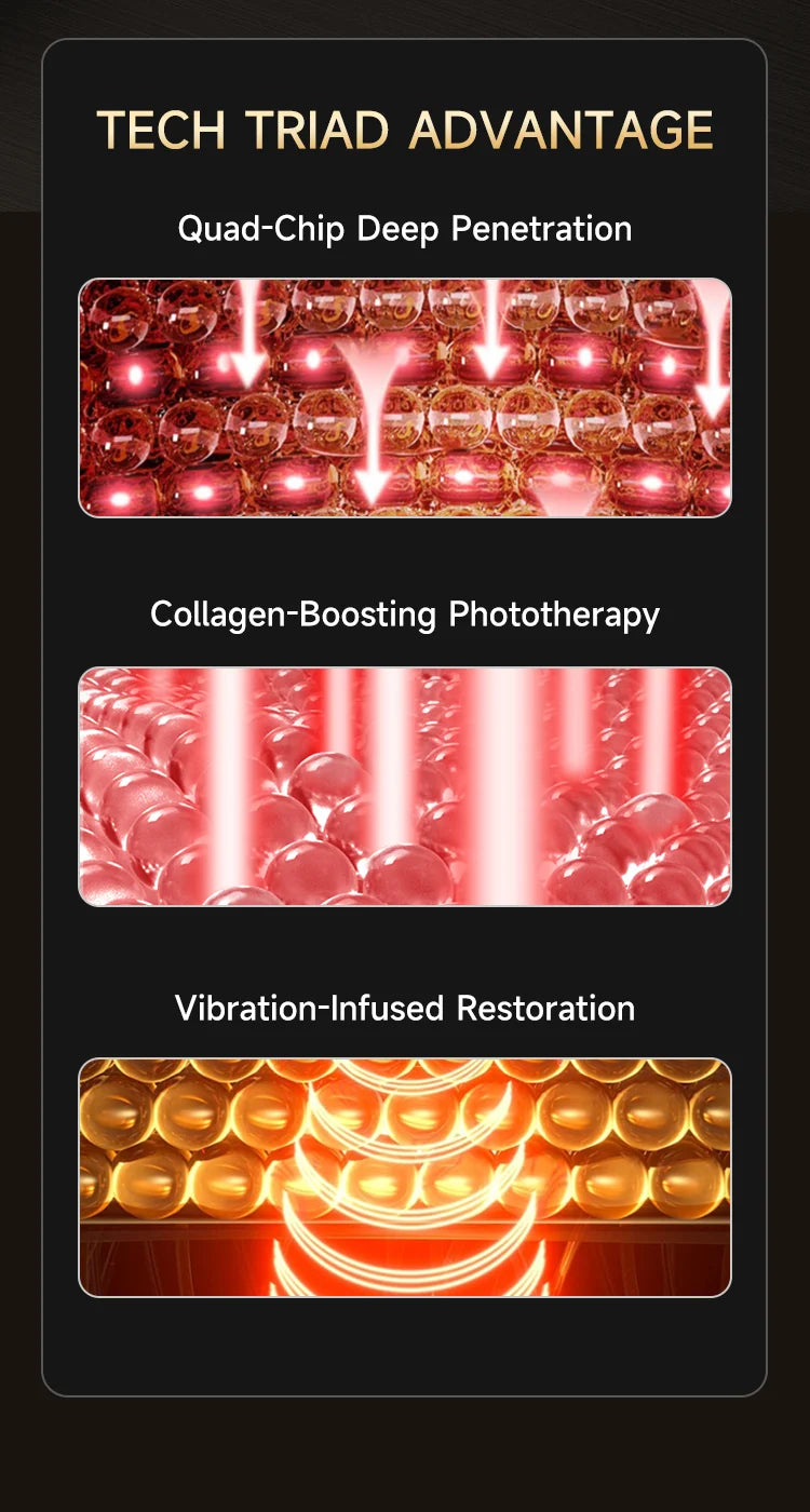 LED Red Light Therapy Face Mask with Vibration Massage 4 Light Modes Infrared Beauty Treatment for Skin Care Anti-Aging