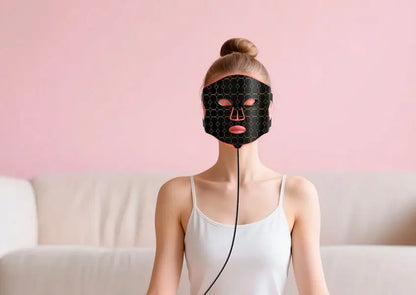 LED Red Light Therapy Face Mask with Vibration Massage 4 Light Modes Infrared Beauty Treatment for Skin Care Anti-Aging