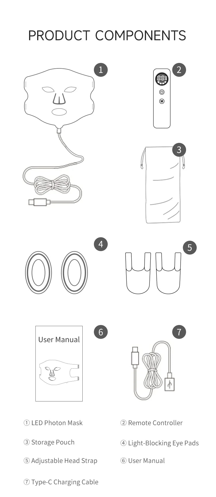 LED Red Light Therapy Face Mask with Vibration Massage 4 Light Modes Infrared Beauty Treatment for Skin Care Anti-Aging