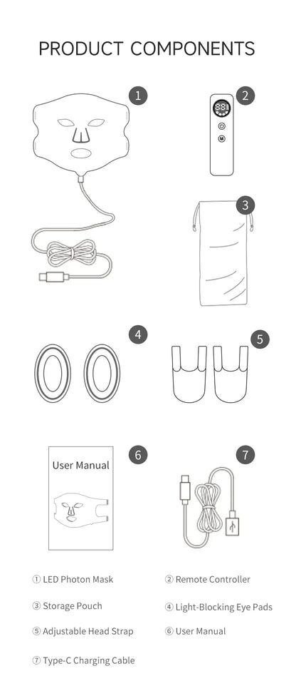 LED Red Light Therapy Face Mask with Vibration Massage 4 Light Modes Infrared Beauty Treatment for Skin Care Anti-Aging