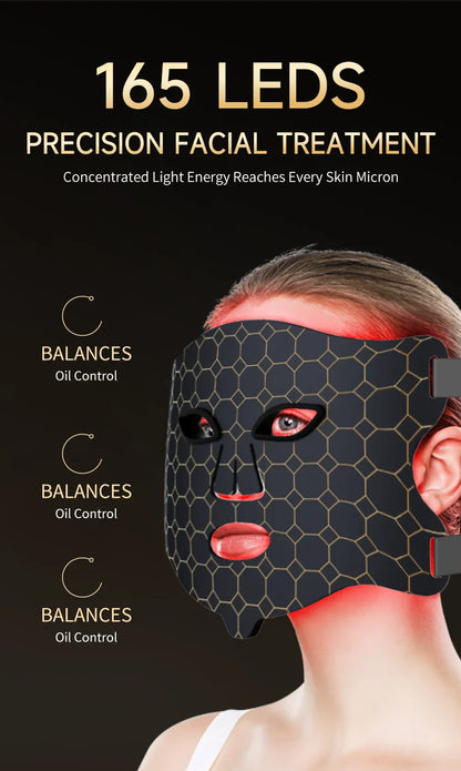 LED Red Light Therapy Face Mask with Vibration Massage 4 Light Modes Infrared Beauty Treatment for Skin Care Anti-Aging