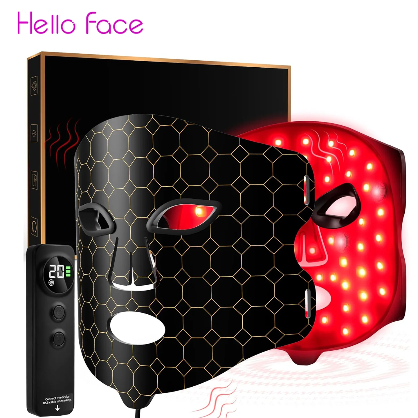 LED Red Light Therapy Face Mask with Vibration Massage 4 Light Modes Infrared Beauty Treatment for Skin Care Anti-Aging
