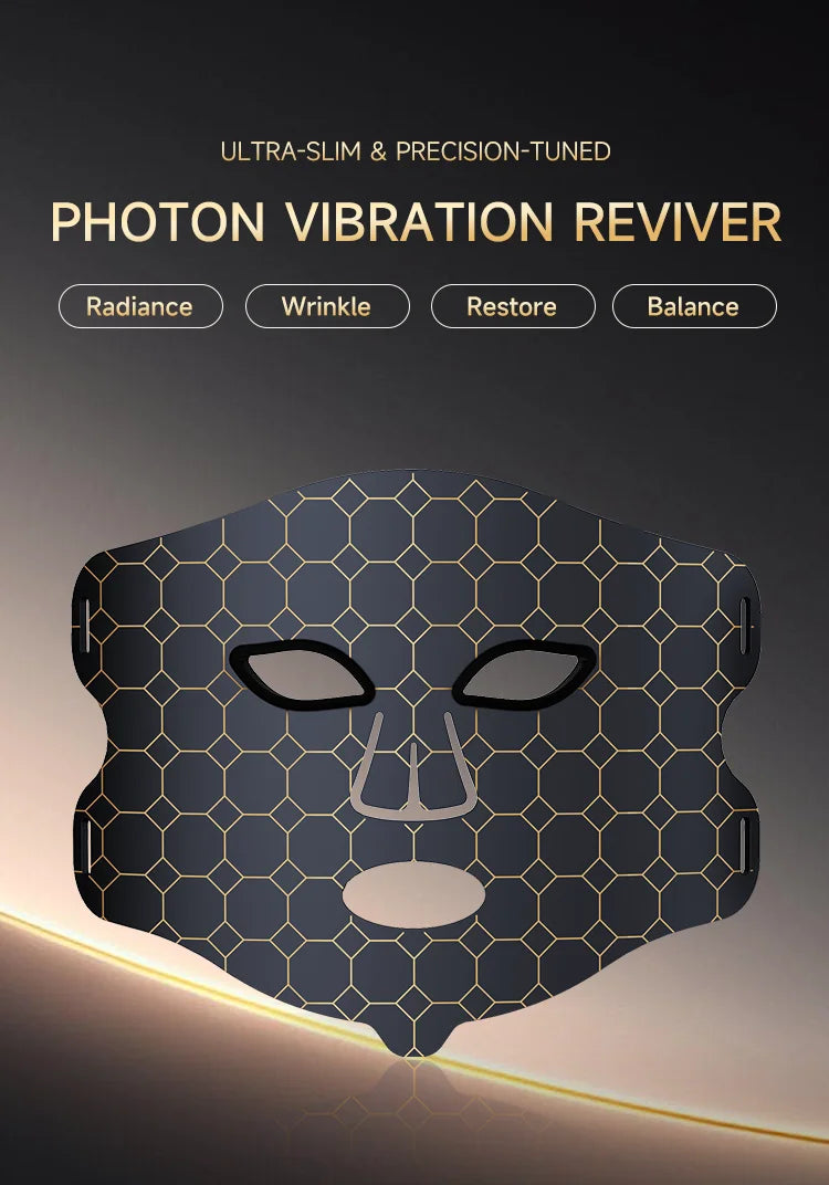 LED Red Light Therapy Face Mask with Vibration Massage 4 Light Modes Infrared Beauty Treatment for Skin Care Anti-Aging