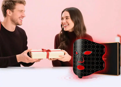 LED Red Light Therapy Face Mask with Vibration Massage 4 Light Modes Infrared Beauty Treatment for Skin Care Anti-Aging