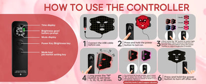 LED Red Light Therapy Face Mask with Vibration Massage 4 Light Modes Infrared Beauty Treatment for Skin Care Anti-Aging